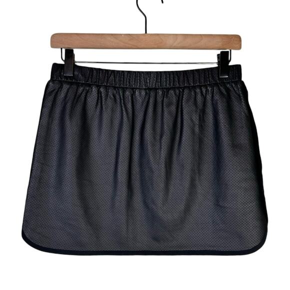 Thakoon Addition Black Lambskin Leather Perforated Silk Lined Mini Skirt - Picture 3 of 9
